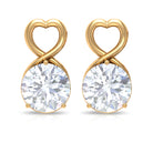 2 CT Round Shape Solitaire Moissanite Heart Stud Earrings Moissanite - ( D-VS1 ) - Color and Clarity - Rosec Jewels