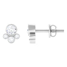 1/2 CT Contemporary Diamond Bezel Cluster Stud Earrings Diamond - ( HI-SI ) - Color and Clarity - Rosec Jewels