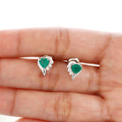 1.25 CT Emerald and Diamond Heart Stud Earrings Emerald - ( AAA ) - Quality - Rosec Jewels