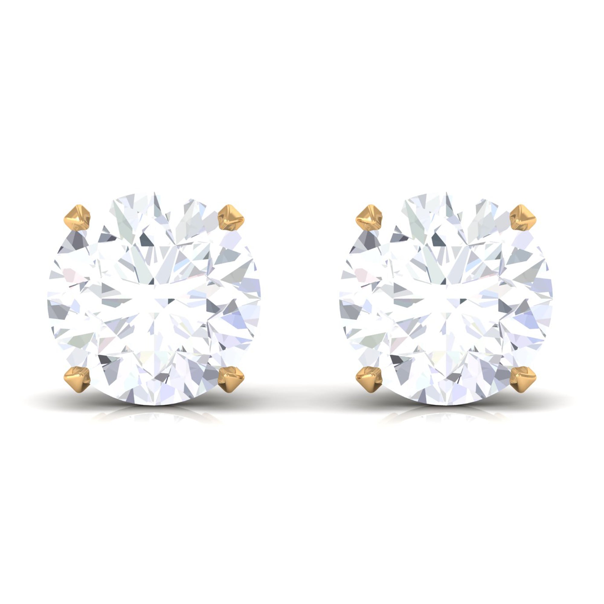 3/4 CT Round Cut Solitaire Zircon Stud Earrings in Gold Zircon - ( AAAA ) - Quality - Rosec Jewels