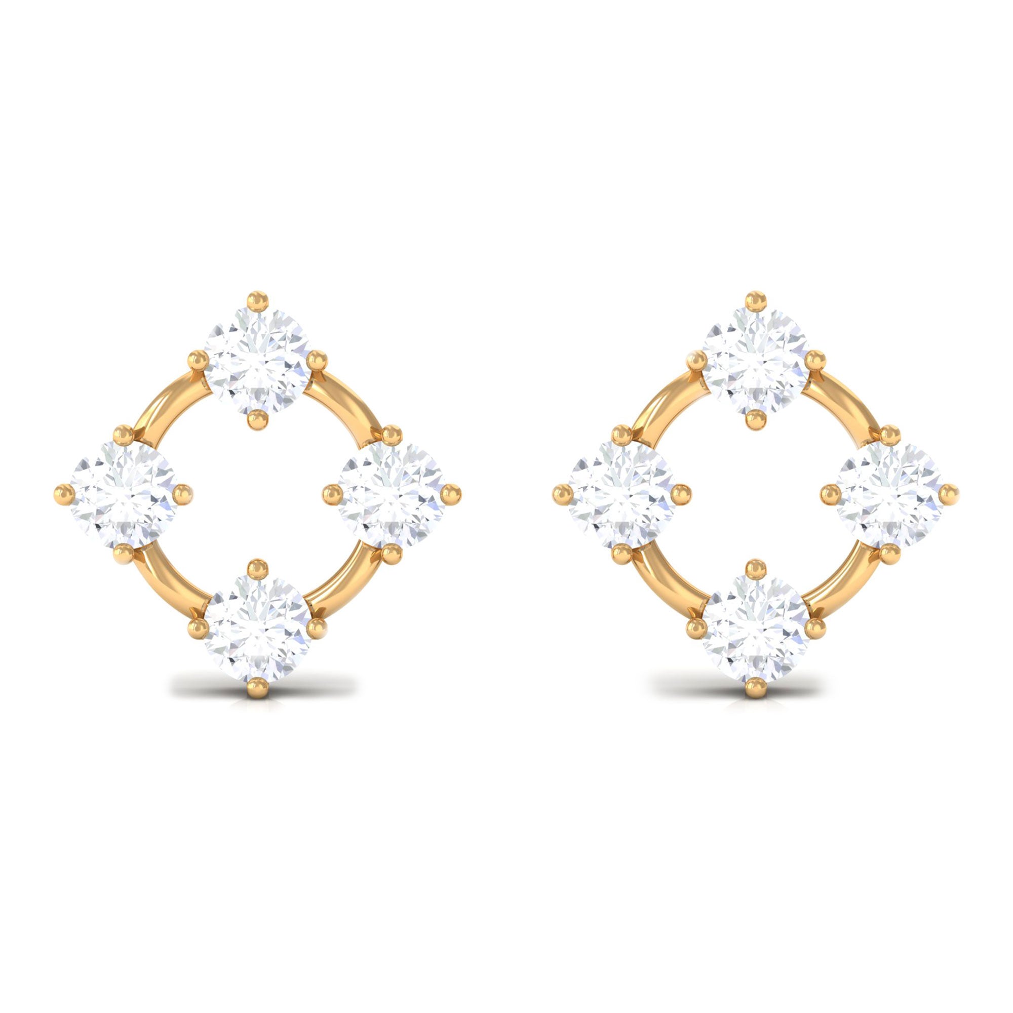 1/2 CT Simple Diamond Gold Stud Earrings Diamond - ( HI-SI ) - Color and Clarity - Rosec Jewels