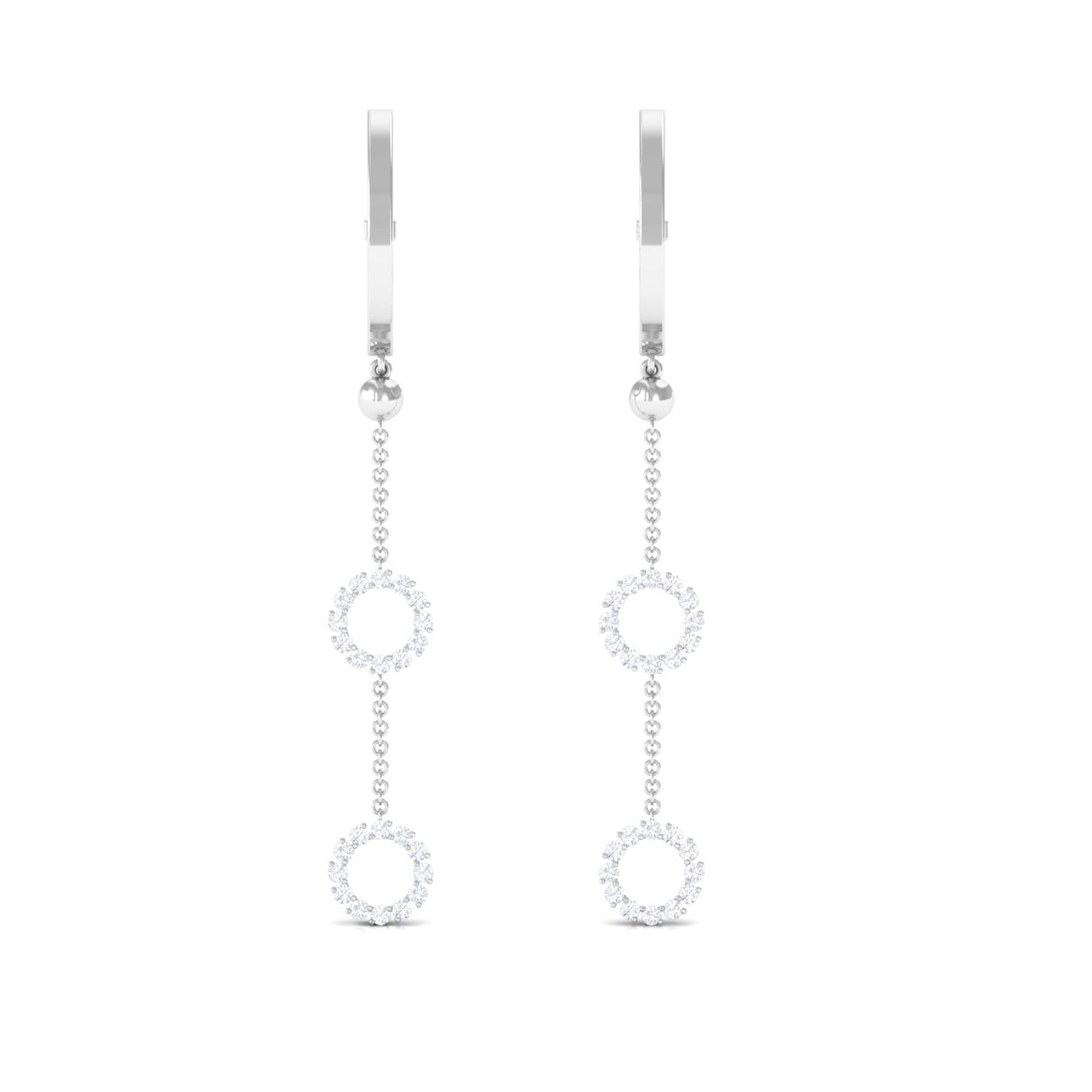 1 CT Open Circle Diamond Dangle Chain Hoop Earrings Diamond - ( HI-SI ) - Color and Clarity - Rosec Jewels