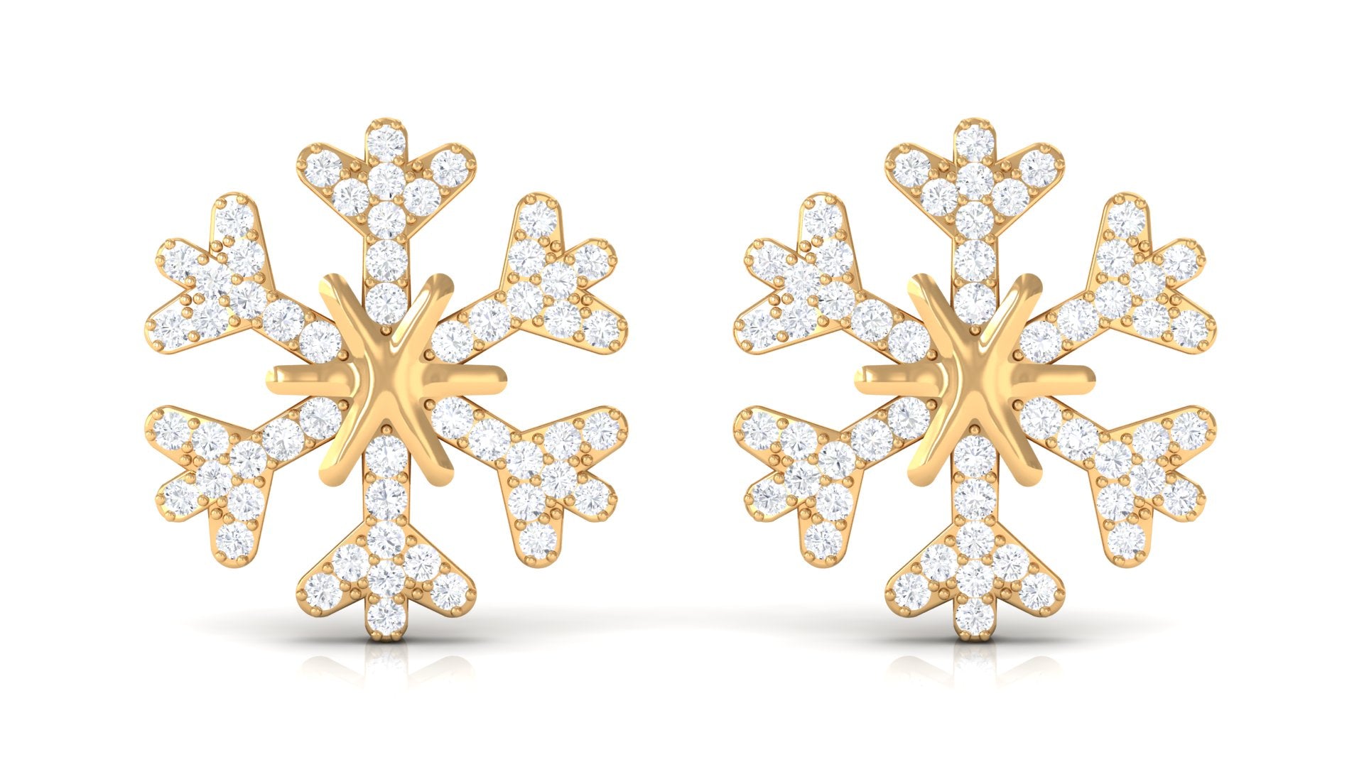 Rosec Jewels-1/2 CT Snowflake Diamond Stud Earrings for Women