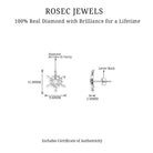 Snowflake Stud Earrings with Bezel Set Diamond Diamond - ( HI-SI ) - Color and Clarity - Rosec Jewels