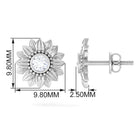 Diamond Gold Sunflower Stud Earrings Diamond - ( HI-SI ) - Color and Clarity - Rosec Jewels