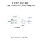 3/4 CT Princess Cut Moissanite Solitaire Stud Earrings for Women Moissanite - ( D-VS1 ) - Color and Clarity - Rosec Jewels