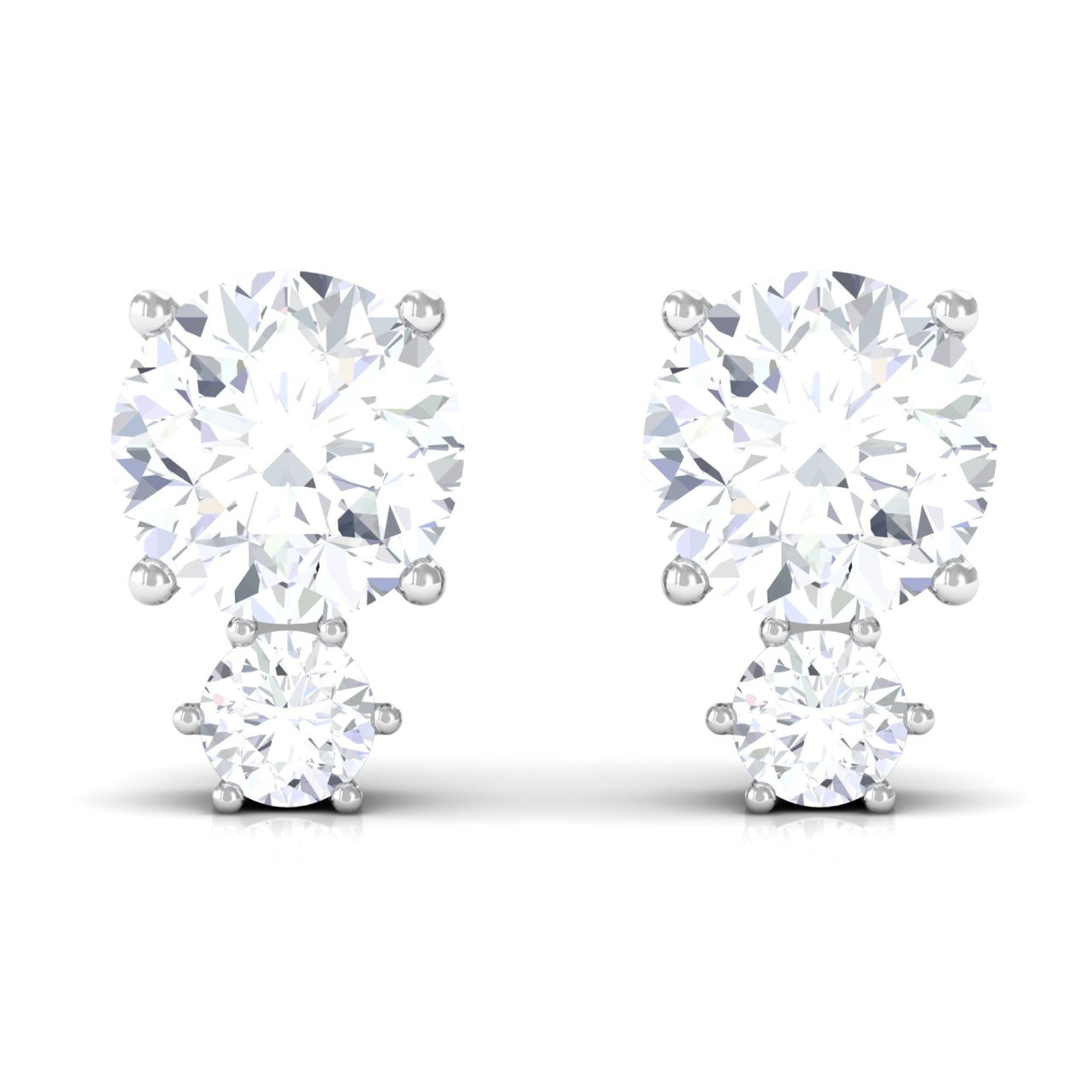 Zircon Minimal Screw Back Stud Earrings Zircon - ( AAAA ) - Quality - Rosec Jewels