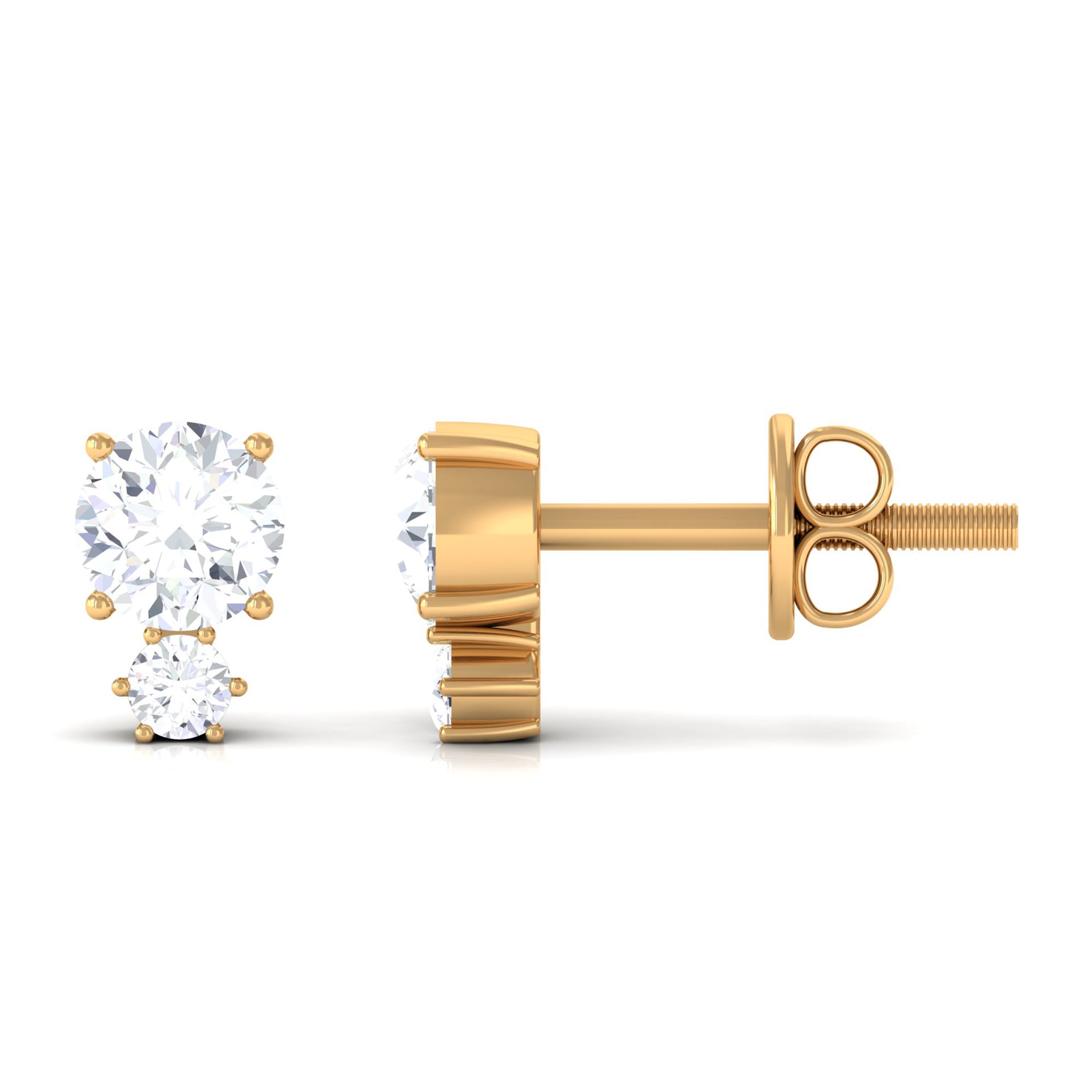 Zircon Minimal Screw Back Stud Earrings Zircon - ( AAAA ) - Quality - Rosec Jewels