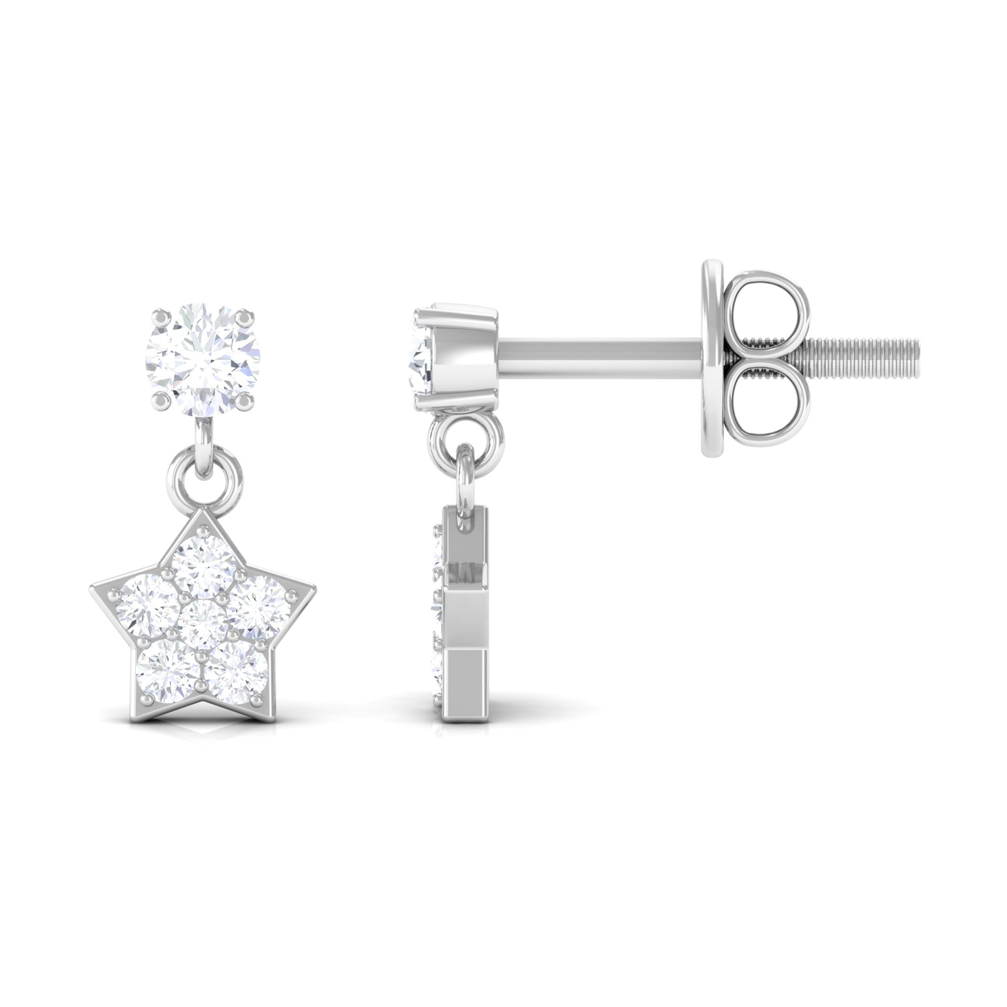 Zircon Star Drop Stud Earrings Zircon - ( AAAA ) - Quality - Rosec Jewels