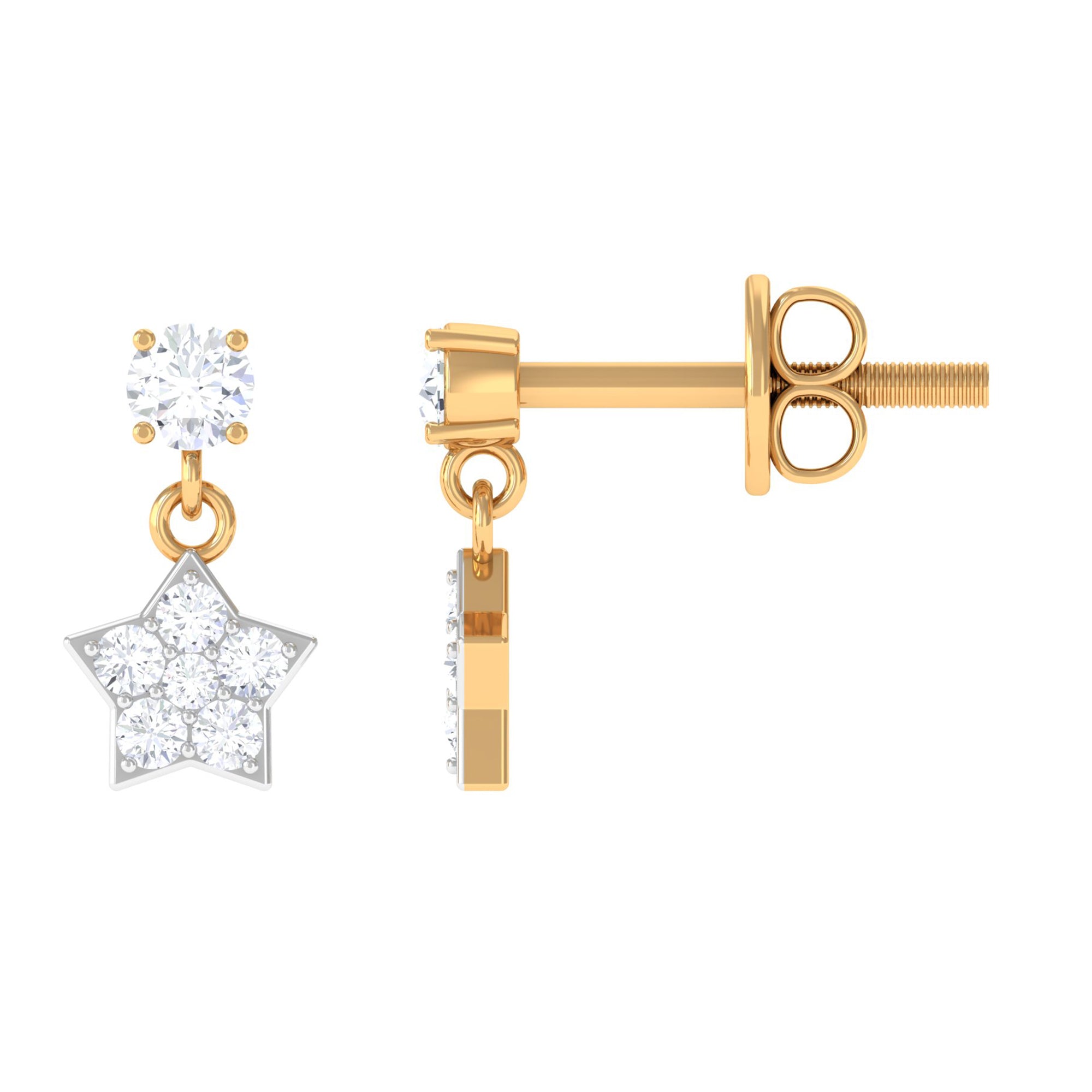 Zircon Star Drop Stud Earrings Zircon - ( AAAA ) - Quality - Rosec Jewels