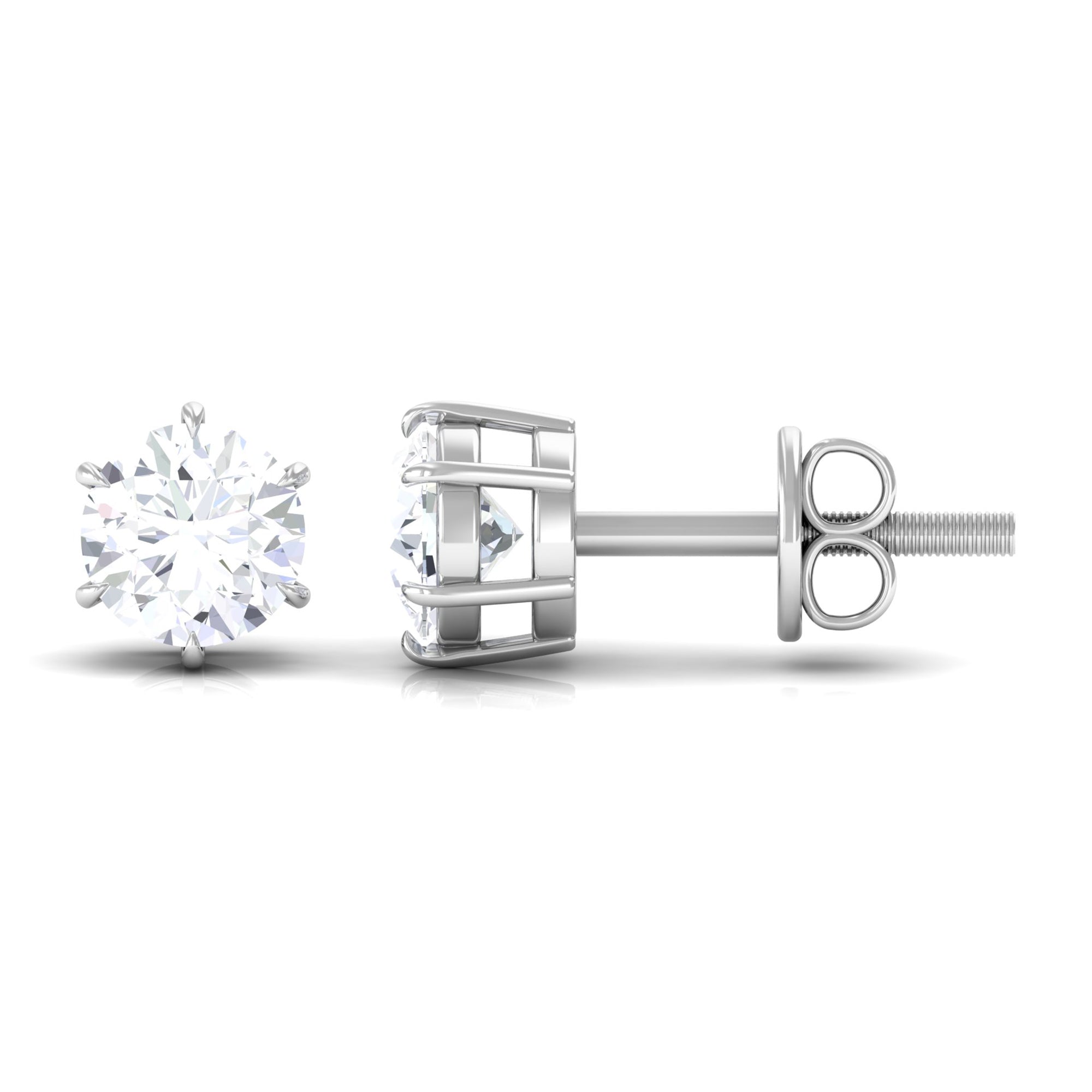 Certified Zircon Solitaire Screw Back Stud Earrings Zircon - ( AAAA ) - Quality - Rosec Jewels