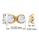 Simple Infinity Stud Earrings with Round Shape Zircon in Gold Zircon - ( AAAA ) - Quality - Rosec Jewels