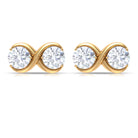 Simple Infinity Stud Earrings with Round Shape Zircon in Gold Zircon - ( AAAA ) - Quality - Rosec Jewels