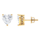 Heart Shape Cubic Zirconia Solitaire Stud Earrings Zircon - ( AAAA ) - Quality - Rosec Jewels