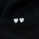 Heart Shape Cubic Zirconia Solitaire Stud Earrings Zircon - ( AAAA ) - Quality - Rosec Jewels