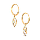 3/4 CT Round Zircon Evil Eye Hoop Drop Earrings in Gold Zircon - ( AAAA ) - Quality - Rosec Jewels