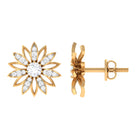 Zircon Flower Screw Back Stud Earrings Zircon - ( AAAA ) - Quality - Rosec Jewels