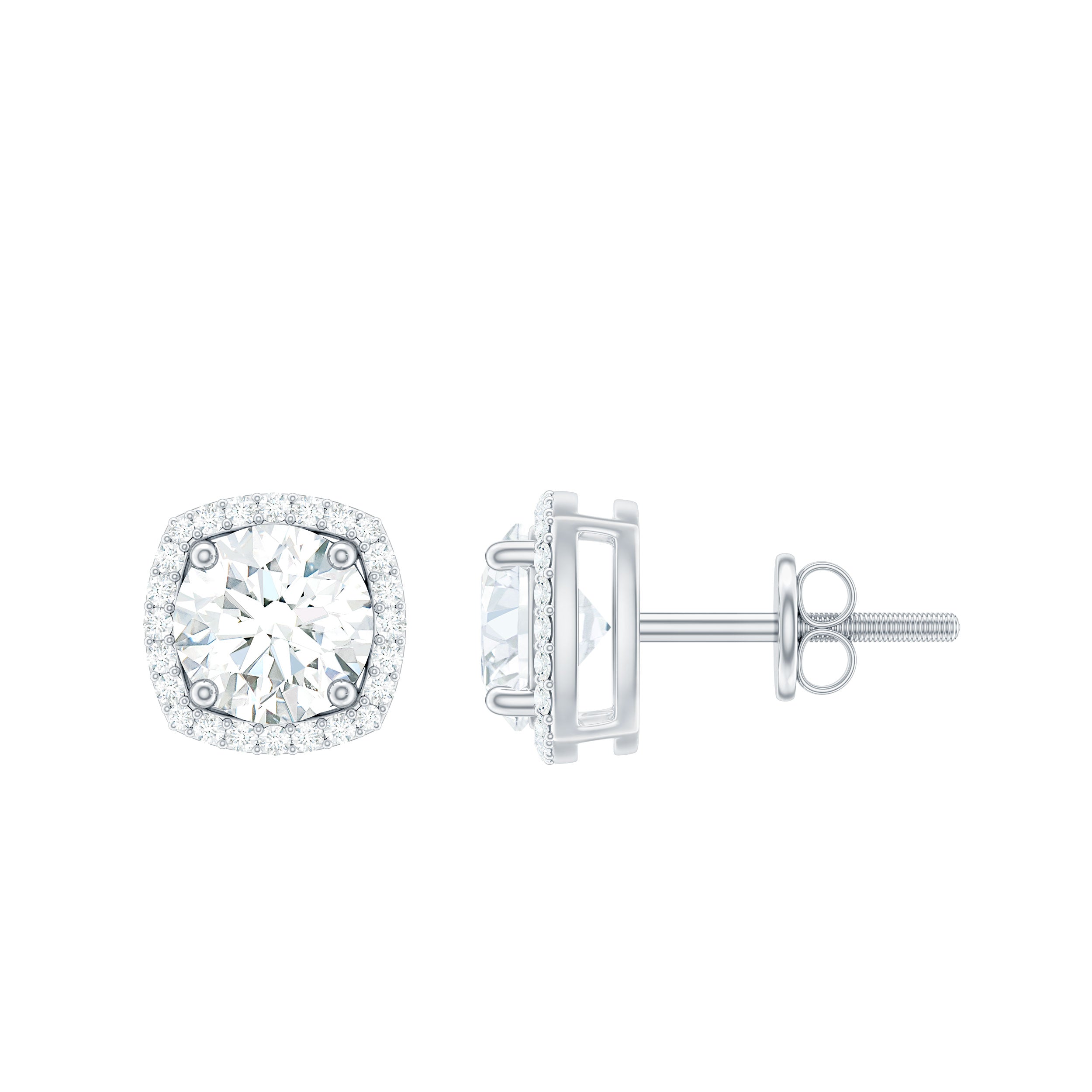 Rosec Jewels-2.25 CT Round Cut Zircon Cocktail Halo Stud Earrings