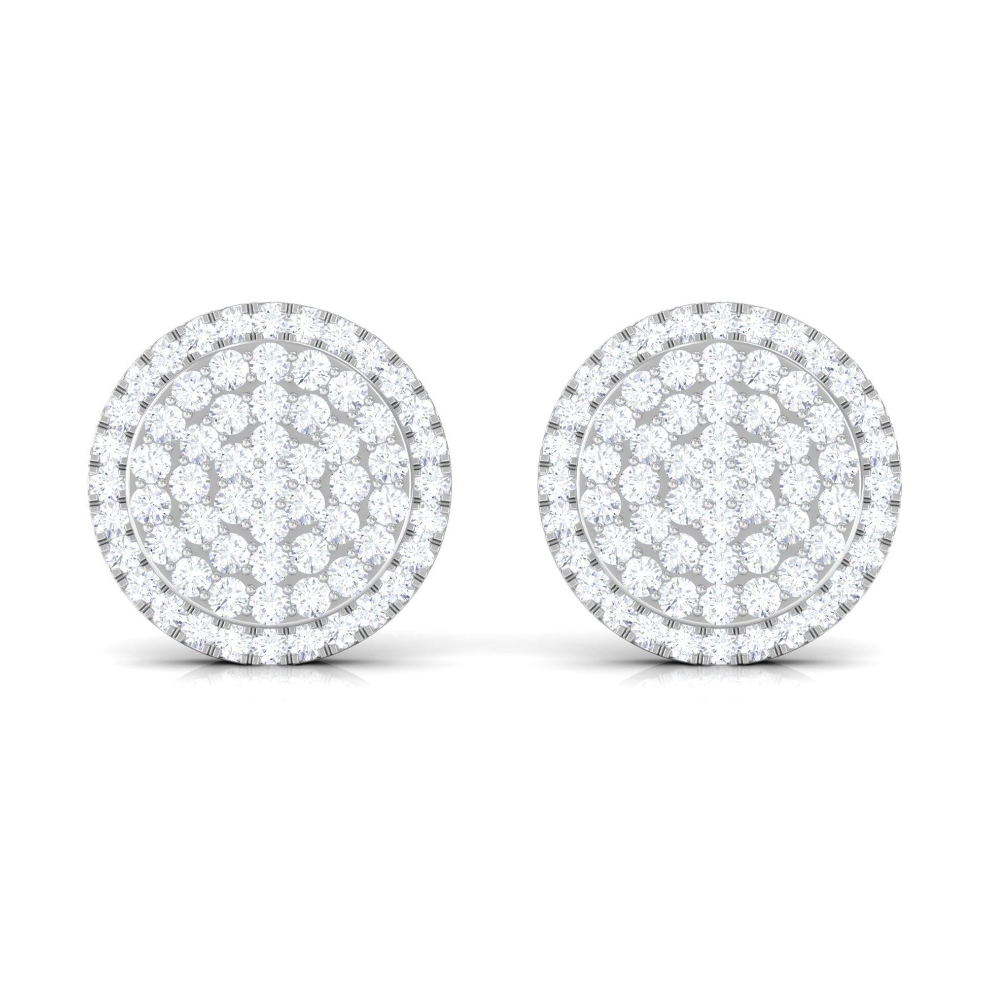 1 CT Round Zircon Cluster Cocktail Stud Earrings in Gold Zircon - ( AAAA ) - Quality - Rosec Jewels