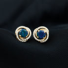 2 CT Black Opal Swirl Stud Earrings with Moissanite in Gold Black Opal - ( AAA ) - Quality - Rosec Jewels