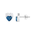 London Blue Topaz and Diamond Designer Heart Stud Earrings London Blue Topaz - ( AAA ) - Quality - Rosec Jewels