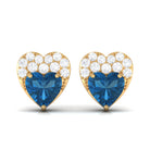 London Blue Topaz and Diamond Designer Heart Stud Earrings London Blue Topaz - ( AAA ) - Quality - Rosec Jewels