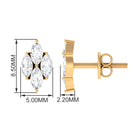 Marquise Cut Real Diamond Cluster Stud Earrings Diamond - ( HI-SI ) - Color and Clarity - Rosec Jewels