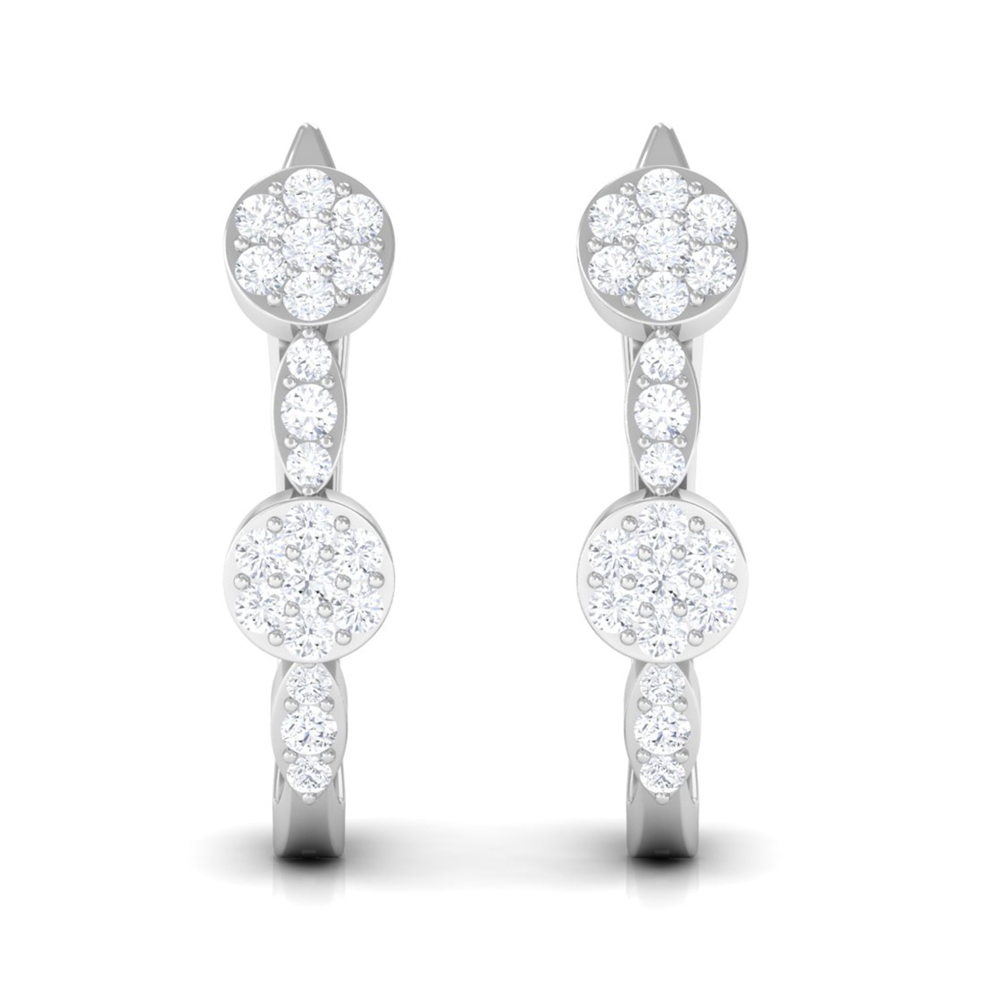 Natural Diamond Classic J Hoop Earrings in Gold Diamond - ( HI-SI ) - Color and Clarity - Rosec Jewels