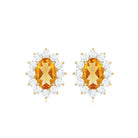 1.75 CT Oval Cut Citrine and Moissanite Sunburst Stud Earrings Citrine - ( AAA ) - Quality - Rosec Jewels