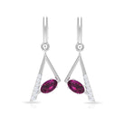 0.75 CT Rhodolite and Diamond Geometric Dangle Earrings Rhodolite - ( AAA ) - Quality - Rosec Jewels