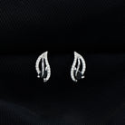 0.50 CT Pear Shape Black Onyx and Moissanite Silver Leaf Stud Earrings Black Onyx - ( AAA ) - Quality 92.5 Sterling Silver - Rosec Jewels