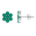 Natural Emerald Floral Stud Earrings Emerald - ( AAA ) - Quality - Rosec Jewels