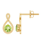 4 MM Peridot Solitaire Gold Infinity Stud Earring Peridot - ( AAA ) - Quality - Rosec Jewels