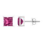 1/2 CT Princess Cut Solitaire Stud Earrings with Pink Tourmaline Pink Tourmaline - ( AAA ) - Quality - Rosec Jewels