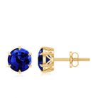 2 CT Lab Created Blue Sapphire Solitaire Stud Earrings Lab Created Blue Sapphire - ( AAAA ) - Quality - Rosec Jewels