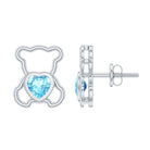 1/2 CT Aquamarine Teddy Bear Stud Earrings Aquamarine - ( AAA ) - Quality - Rosec Jewels