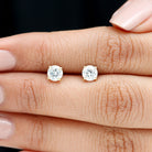 Round Shape Moissanite Solitaire Stud Earrings in Claw Setting Moissanite - ( D-VS1 ) - Color and Clarity - Rosec Jewels