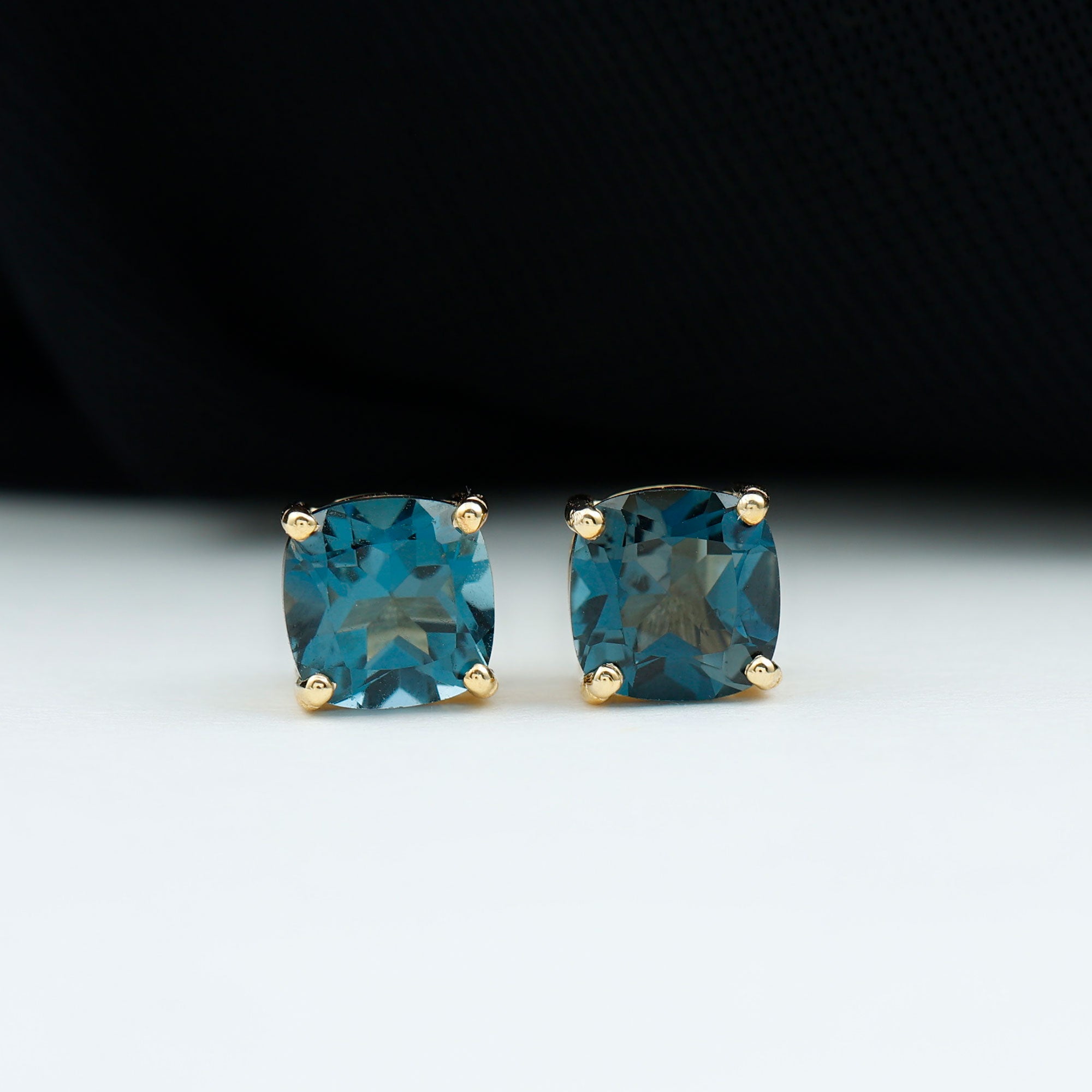 1.75 CT Cushion Cut Solitaire London Blue Topaz Stud Earrings London Blue Topaz - ( AAA ) - Quality - Rosec Jewels