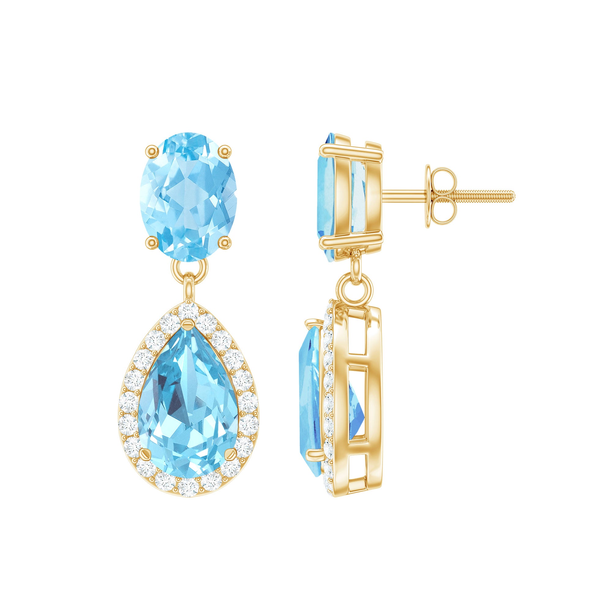 4.5 CT Aquamarine and Moissanite Dangle Drop Earrings Aquamarine - ( AAA ) - Quality - Rosec Jewels