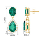 4.25 CT Created Emerald and Diamond Dangle Drop Earrings with Screw Back Lab Created Emerald - ( AAAA ) - Quality - Rosec Jewels