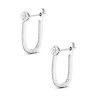 Round Cut Real Diamond Simple J Hoop Earrings Diamond - ( HI-SI ) - Color and Clarity - Rosec Jewels