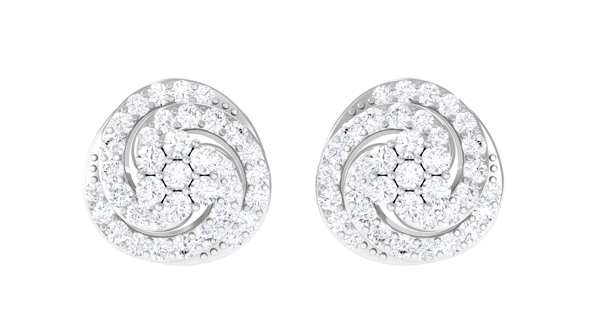 Rosec Jewels-Natural Diamond Swirl Stud Earrings with Screw Back