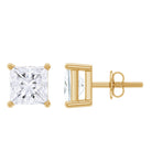 6 MM Solitaire Princess Cut Certified Moissanite Stud Earrings Moissanite - ( D-VS1 ) - Color and Clarity - Rosec Jewels