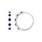 Minimal Hoop Earrings with Blue Sapphire and Moissanite in Gold Blue Sapphire - ( AAA ) - Quality - Rosec Jewels