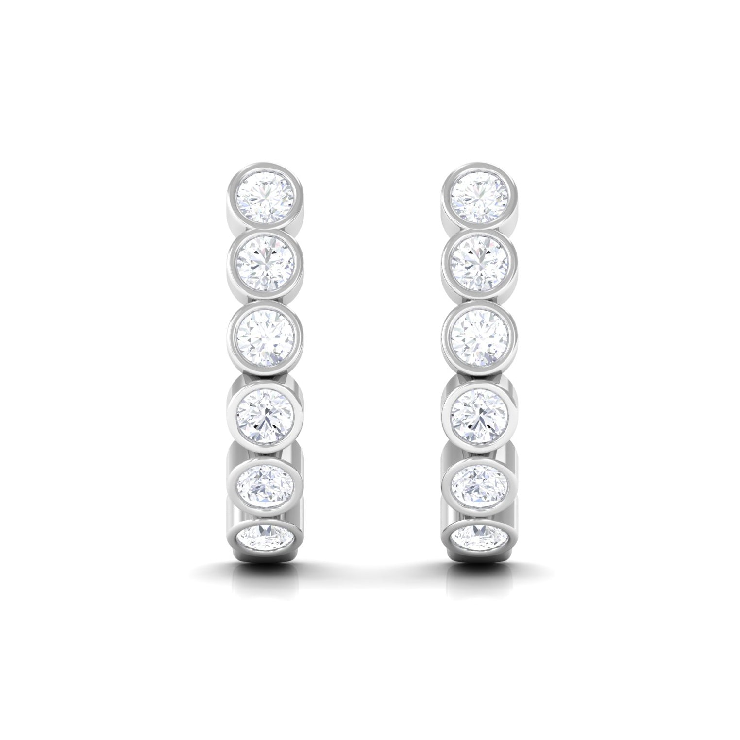 1/2 CT Bezel Set Diamond Half Eternity Hoop Earrings Diamond - ( HI-SI ) - Color and Clarity - Rosec Jewels