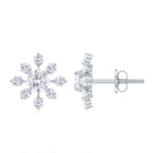 Flower Stud Earrings with Moissanite in Gold Moissanite - ( D-VS1 ) - Color and Clarity - Rosec Jewels