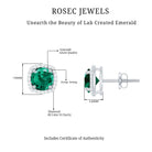 Created Emerald Halo Stud Earrings with Diamond Lab Created Emerald - ( AAAA ) - Quality - Rosec Jewels