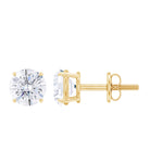 1 CT Round Shape Moissanite Solitaire Stud Earrings with Screw Back Moissanite - ( D-VS1 ) - Color and Clarity - Rosec Jewels