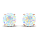 Round Ethiopian Opal Solitaire Stud Earrings Ethiopian Opal - ( AAA ) - Quality - Rosec Jewels