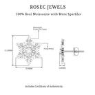 0.75 CT Certified Moissanite Snowflake Stud Earrings in Gold Moissanite - ( D-VS1 ) - Color and Clarity - Rosec Jewels